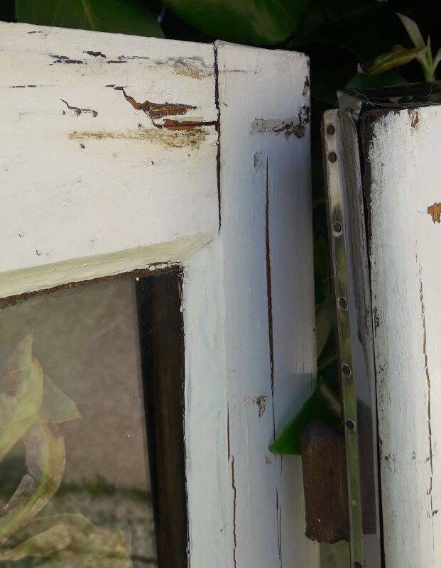 Lot of 4 oak windows H141xL112/117cm old small panes