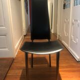 Lot of 6 black chairs leather and chrome Lapalma