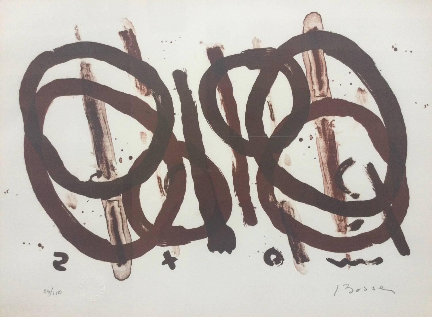 Lithograph by jacques bosser (born in 1946). composition, 1994