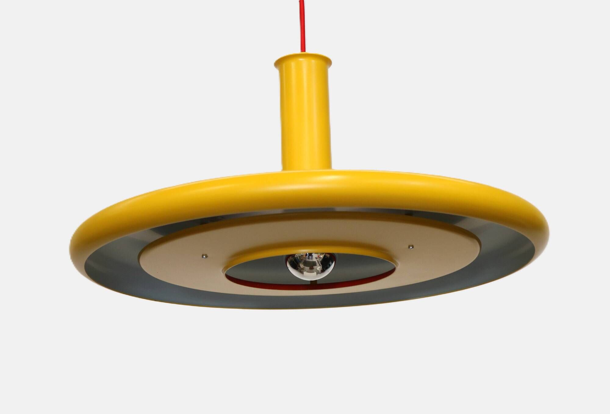 Yellow XL Fog & Morup Optima Pendant Lamp: Hans Due Design, Denmark 1970s