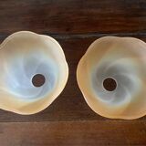 2 vintage frosted glass tulips