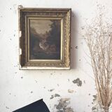 Old 19th century waterfall canvas
