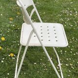 Set of 9 vintage perforated metal folding chairs 1970-80