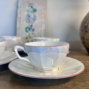 Iridescent vintage coffee service Digoin Sarreguemines