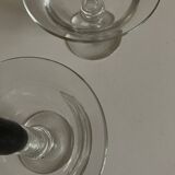 Pair of 19th century Medici glass candlesticks with button feet