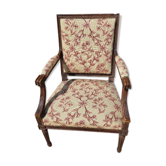 Fauteuil Louis XVI en noyer du XIXème siecle