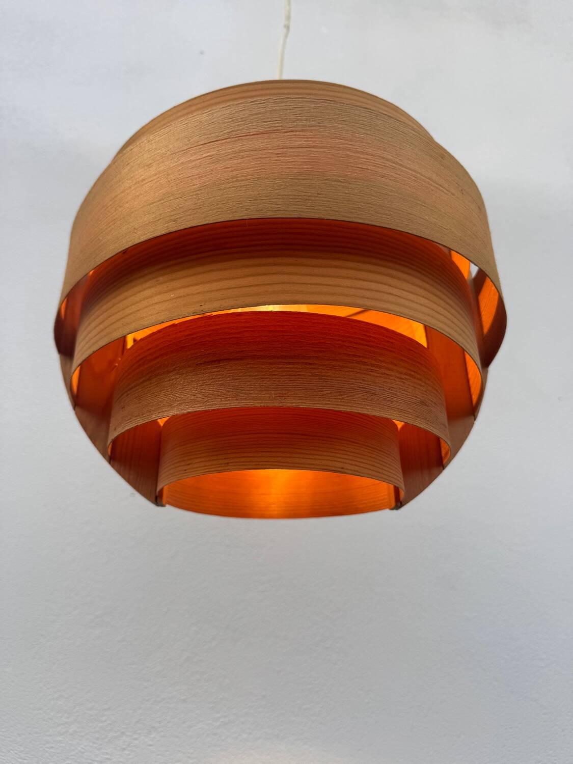 Hans Agne Jakobsson wooden pendant light, 1960s