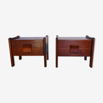 Pair of vintage Scandinavian bedsides in teak