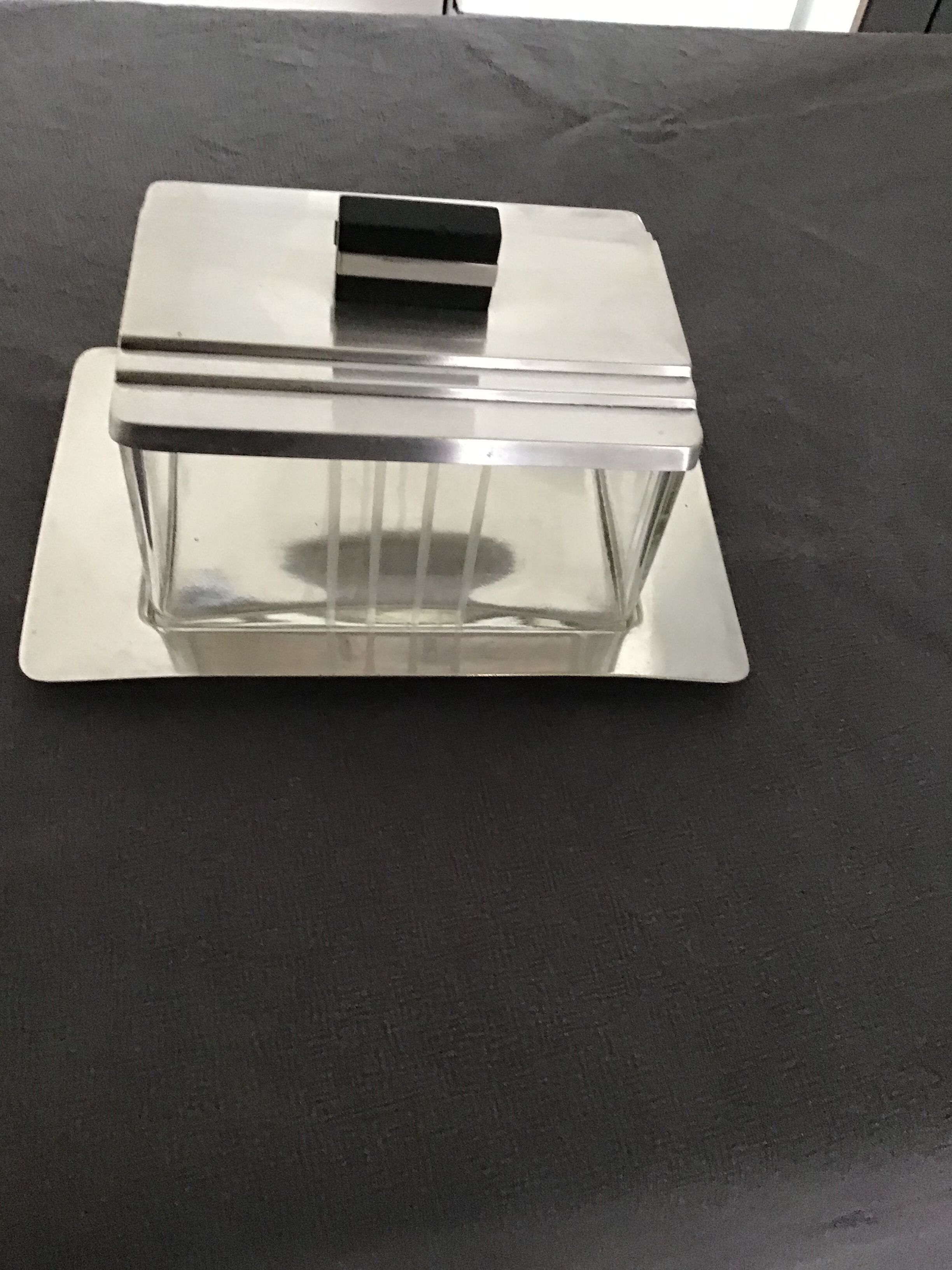 Silver art deco cookie or candy box