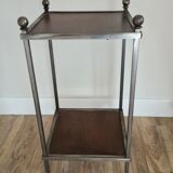 Pedestal table in leather and metal