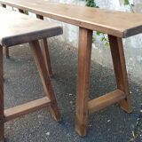 Pair of oak benches 166 cm