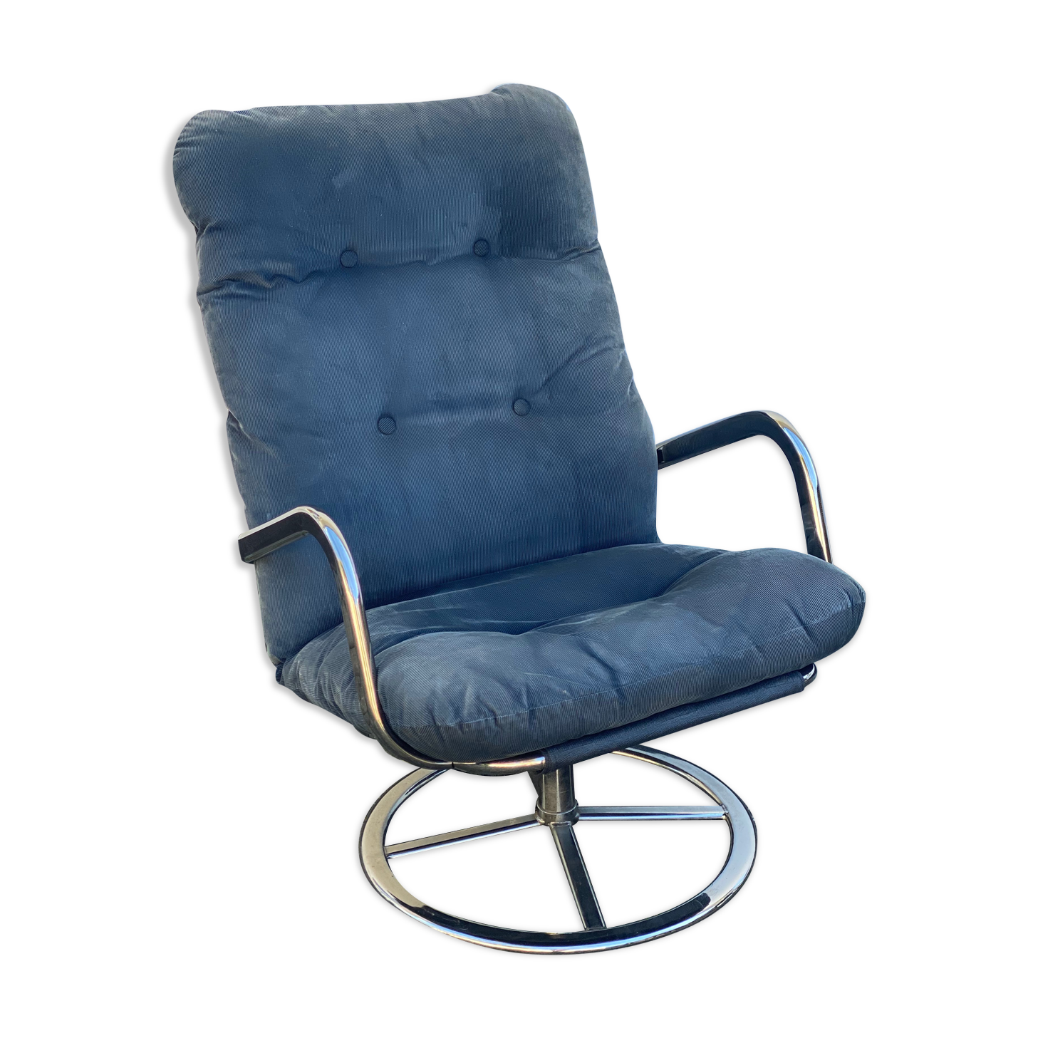 Vintage IKEA Smedsta Chrome Swivel Arm Chair