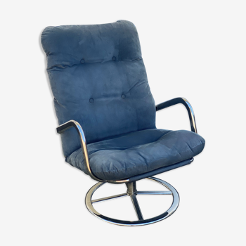 Vintage IKEA Smedsta Chrome Swivel Arm Chair