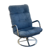 Vintage IKEA Smedsta Chrome Swivel Arm Chair