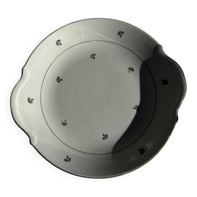 Plat à tarte ancien 2 anses motifs de blés dorés D28