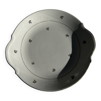 Old pie dish with 2 handles, golden wheat patterns, D28.