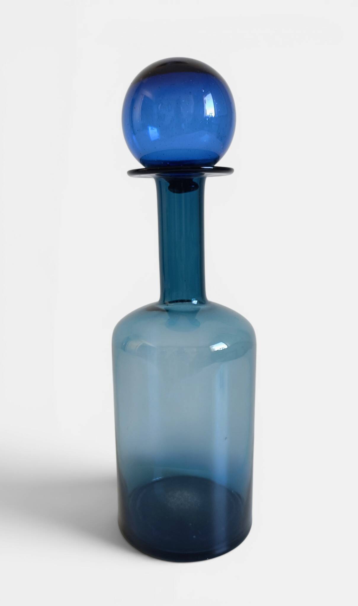 Scandinavia Modern Otto Bauer for Holmegaard Blue Glass Bottle Decanter