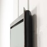 Vintage wooden console table with aluminum mirror, Italy, 1970s, original