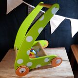 Wooden walking trolley and its colorful elements
