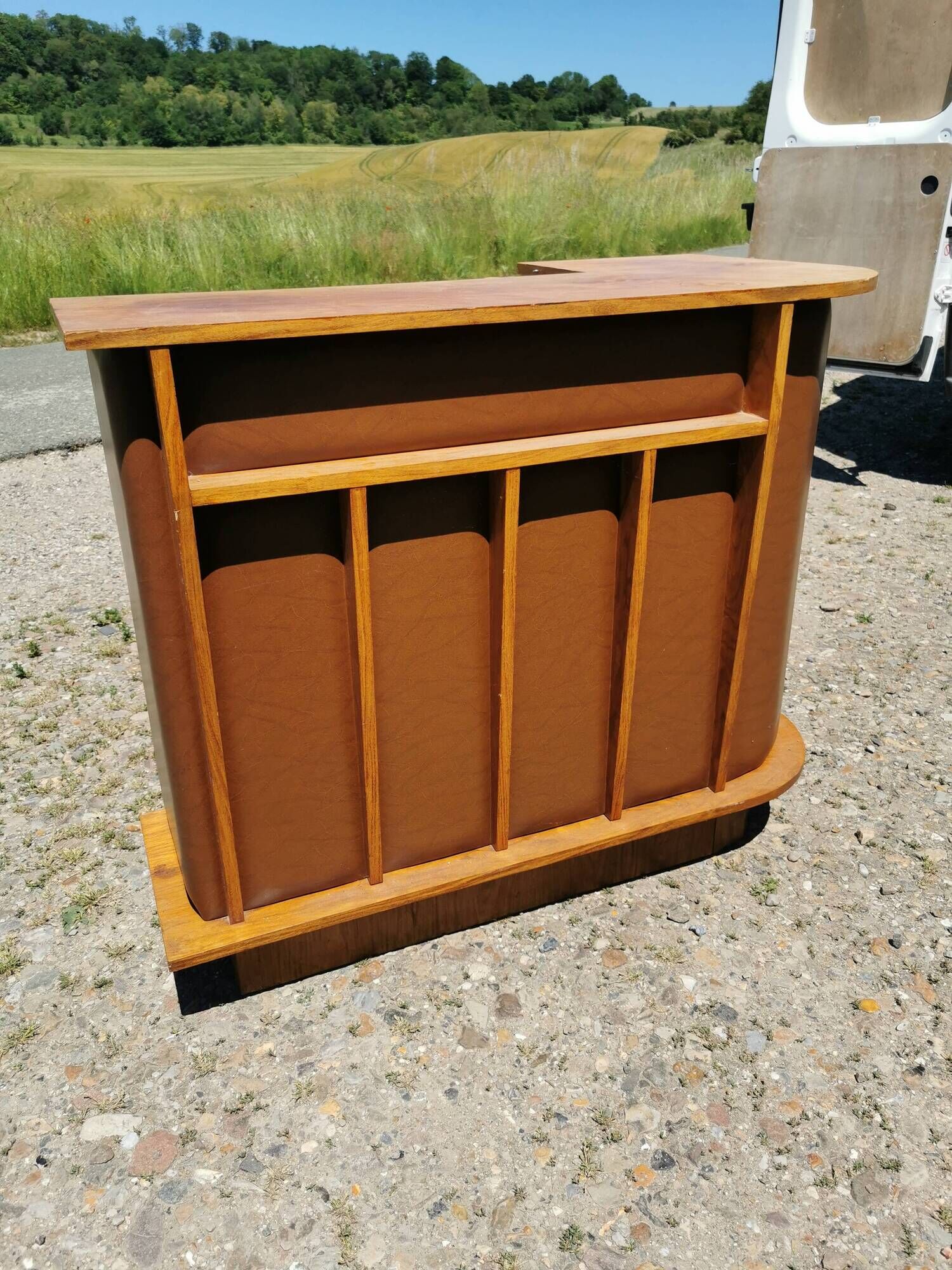 Corner bar and old stool from the 60s/ 70s, seventies skaï, vintage
