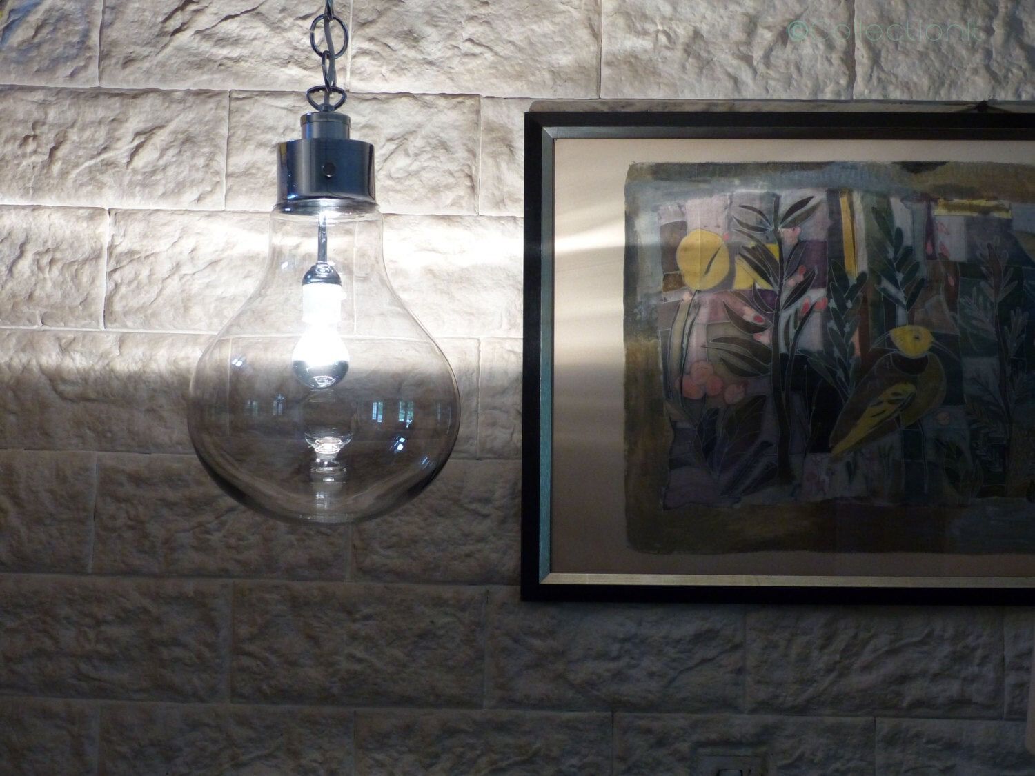 Vintage hanging shaped smoked glass bulb