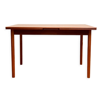 Extendable mid century teak dining table with pull out leaves, denmark, 1950s