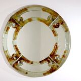 Miroir italien rond en verre de Murano du milieu du siècle par Mazzega, années 1960