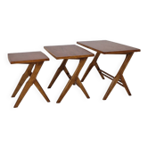 Set of 3 Wooden Nesting Tables, Holland 1960s