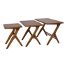 Ensemble de 3 tables gigognes en bois, Hollande 1960