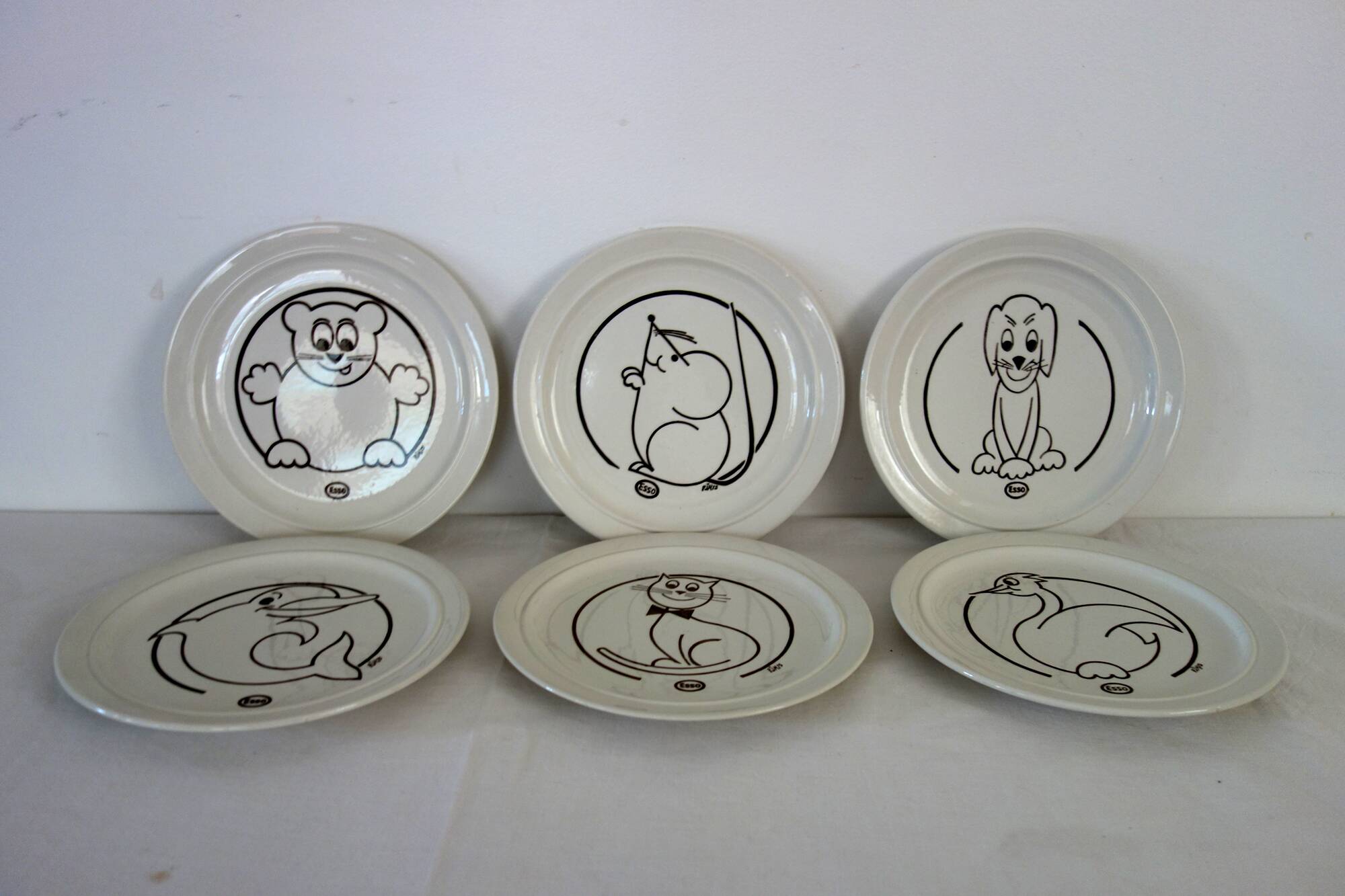 Set of 6 vintage Esso advertising plates