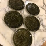 Lot de 5 assiettes vintage poisson vert