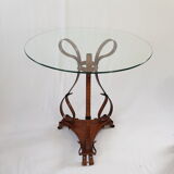 Painted side table in steel, effect trompe l'oeil