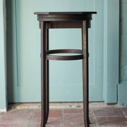 Wooden drawer table or 19th-century work table with a curved wooden stretcher, in the style of Thonet, circa 1900-1920.