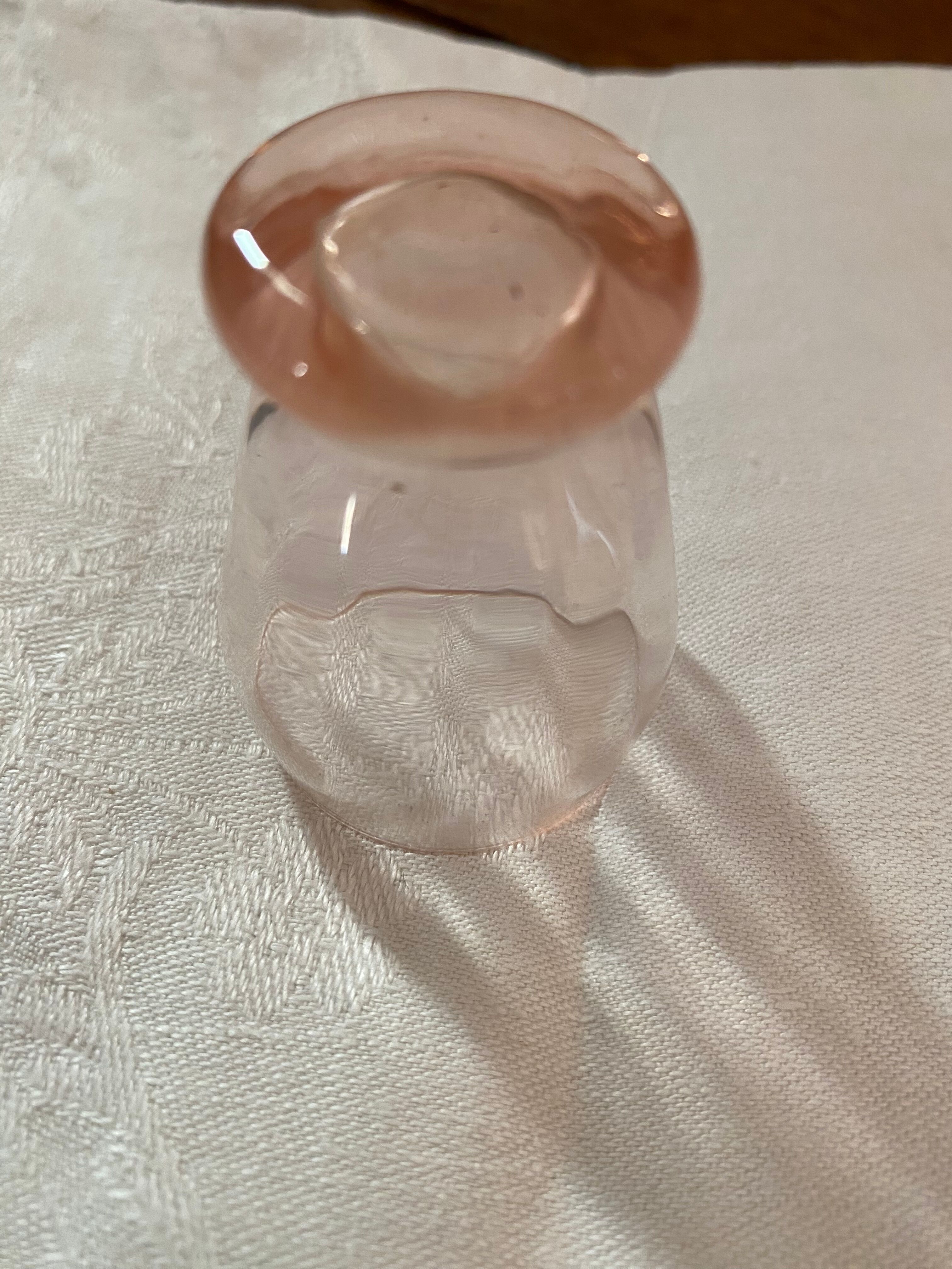 9 glasses vintage liqueur with pink glass.