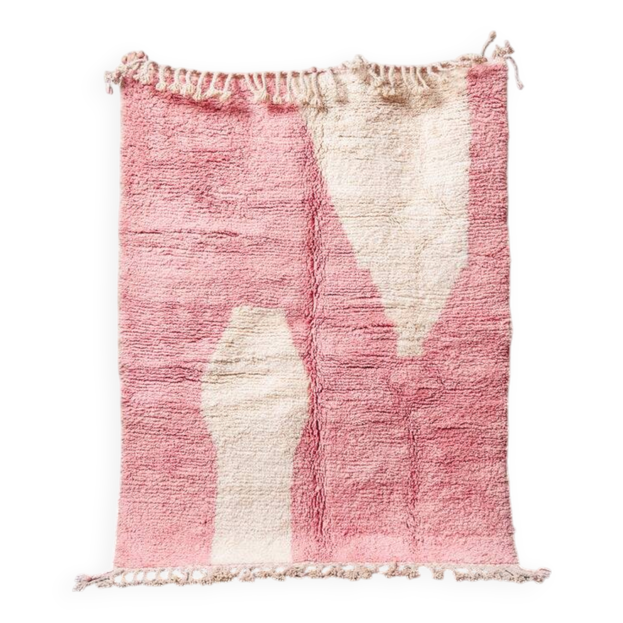 Tapis berbère traditionnel en laine rose fait main