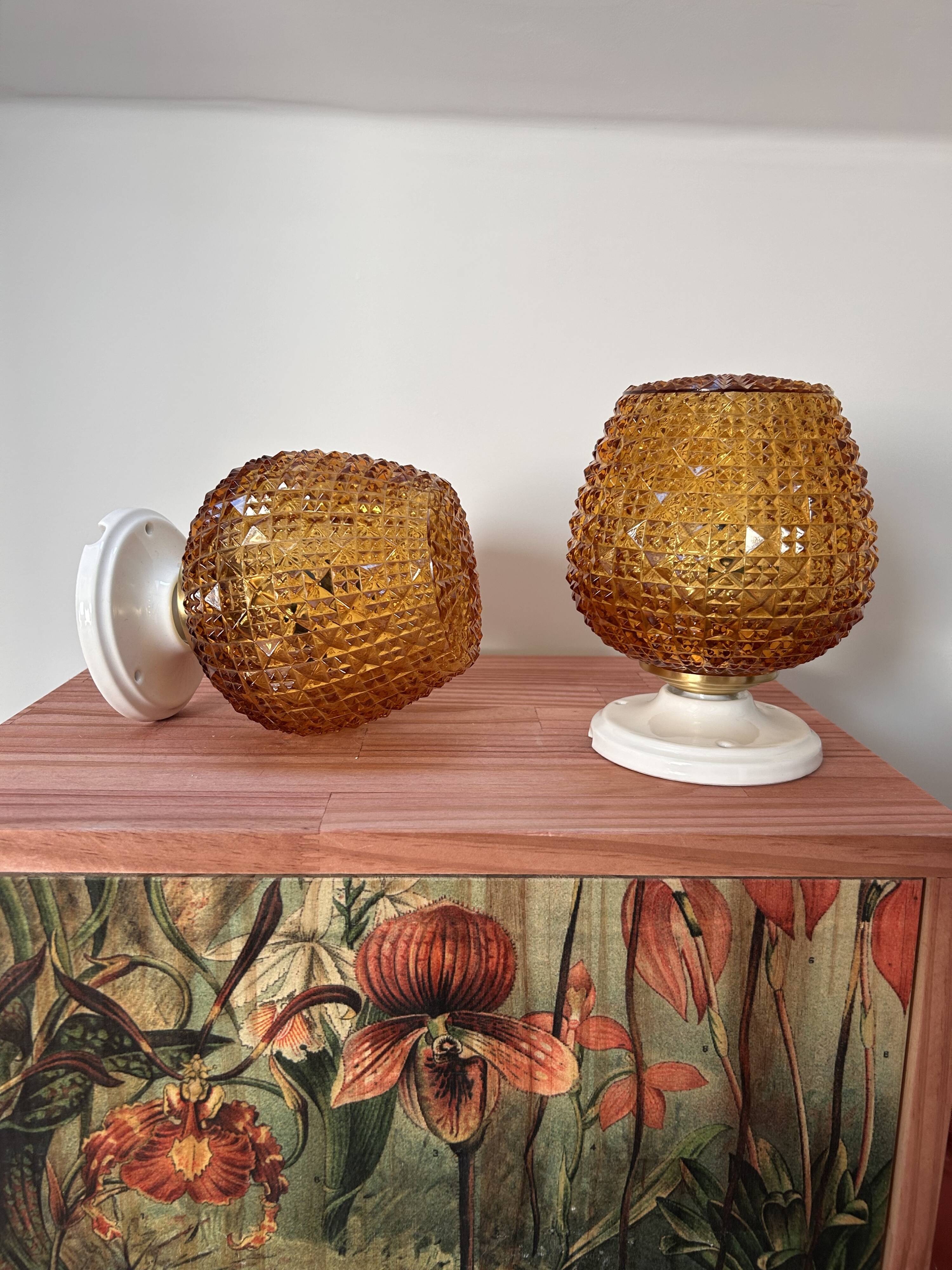 Pair of gold glass wall sconces