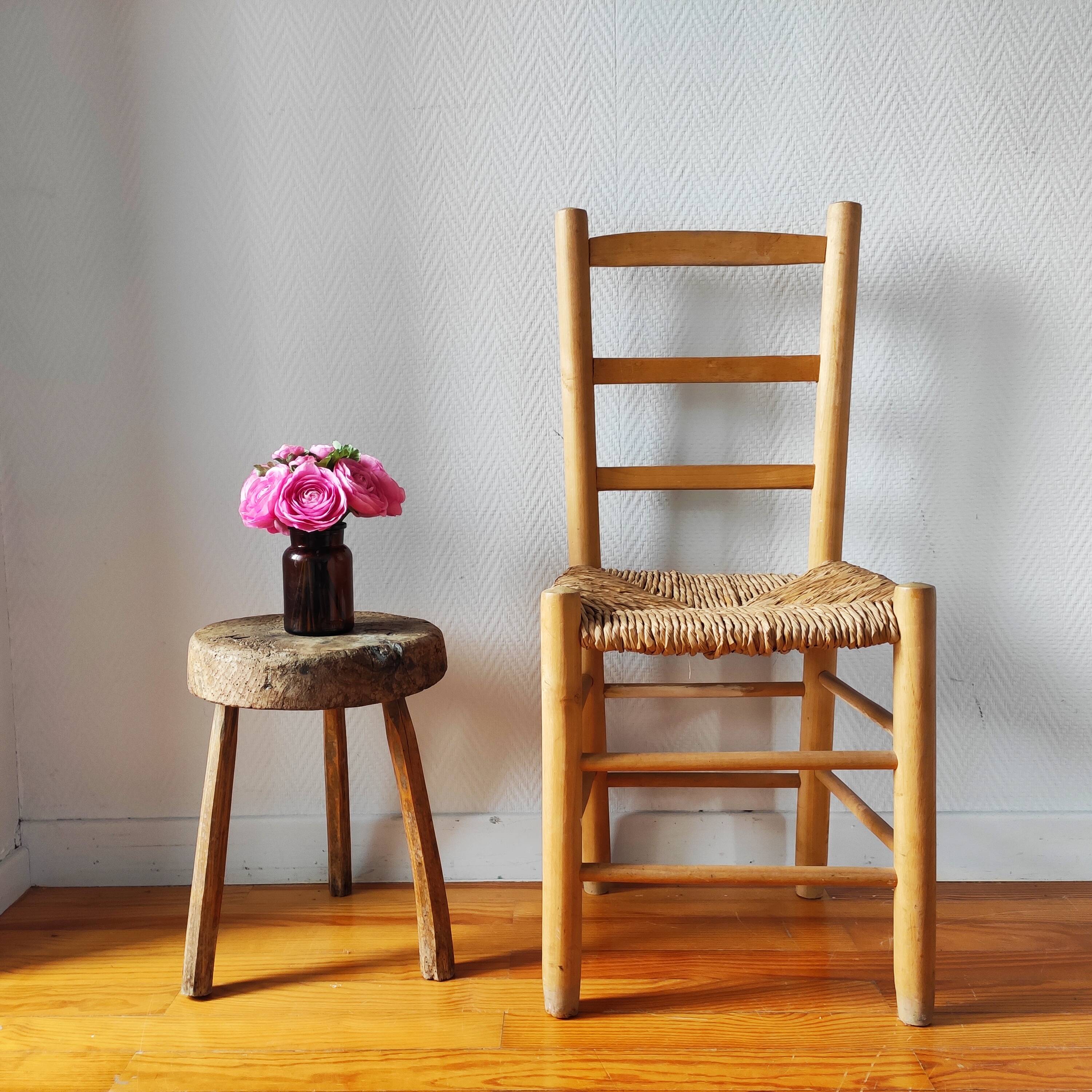 Vintage raw wood chair