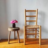 Chaise vintage en bois brut