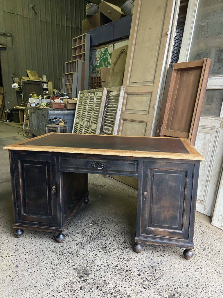 Old wood and leather desk