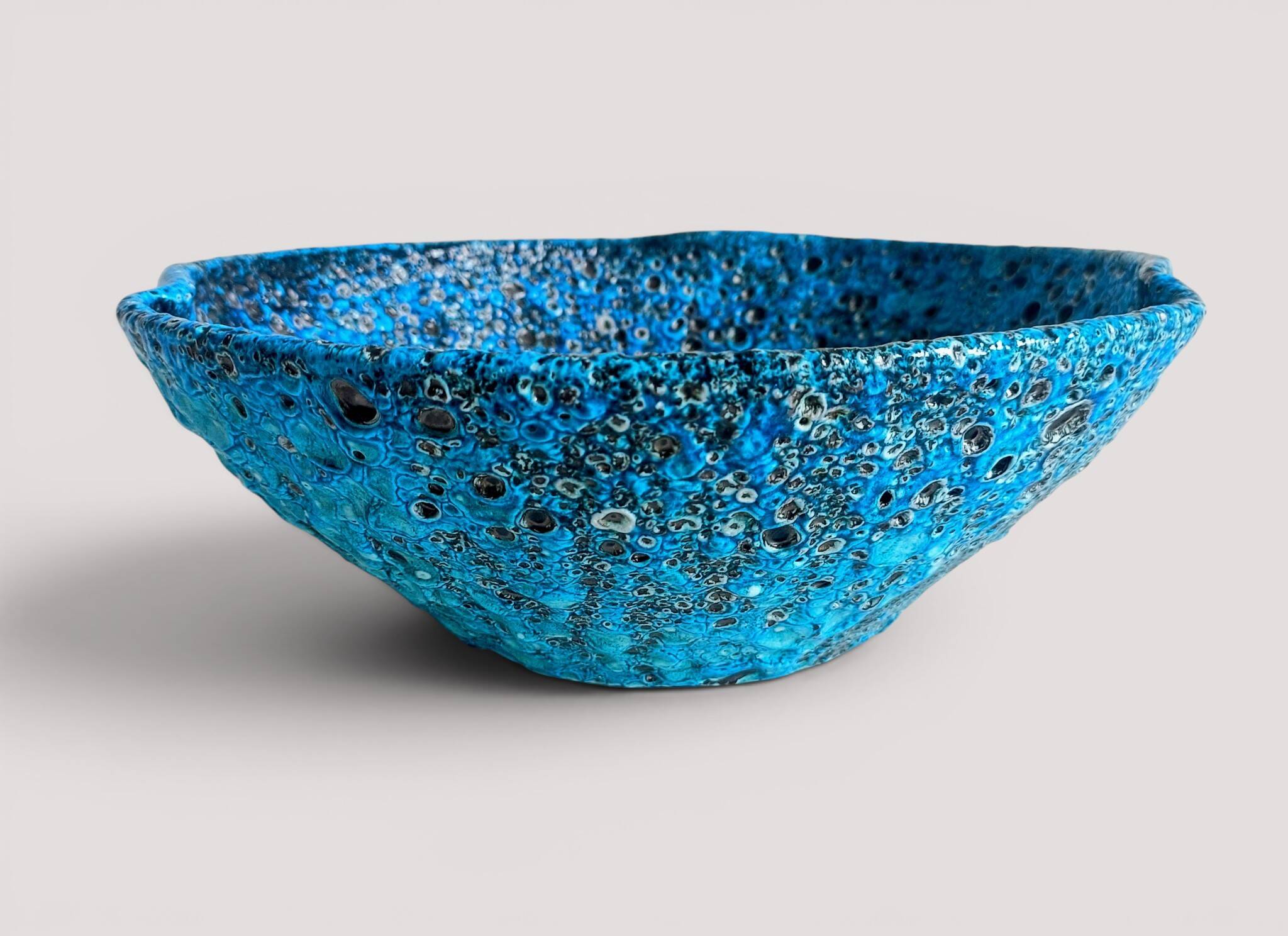 Turquoise ceramic fruit bowl by Charles Cart Vallauris, circa the 1960s.