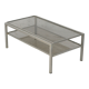 Double coffee table trays smoked glass steel. France, circa 1970