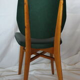 Set of 4 vintage chairs wood and skai green