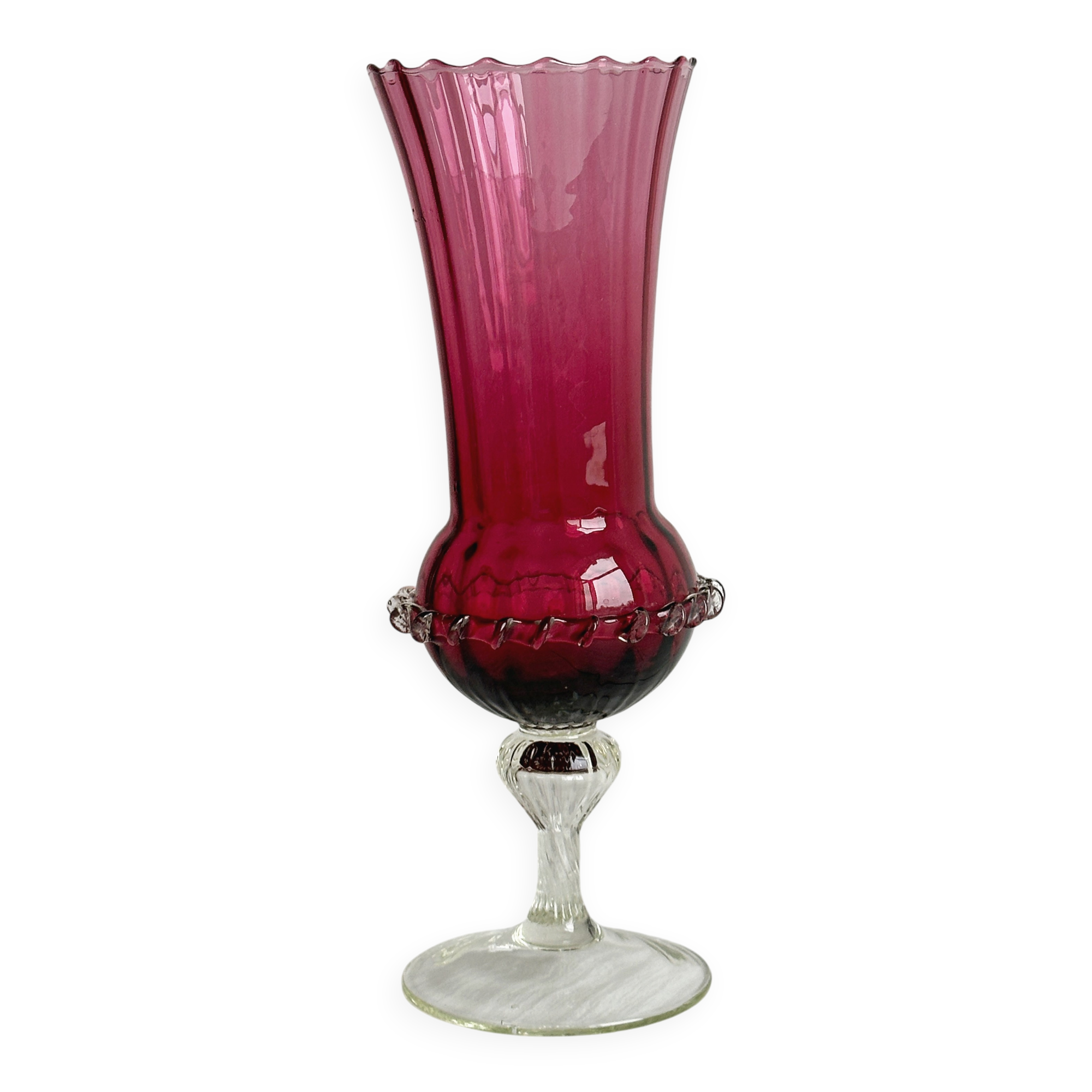 Translucent glass vase on a stand