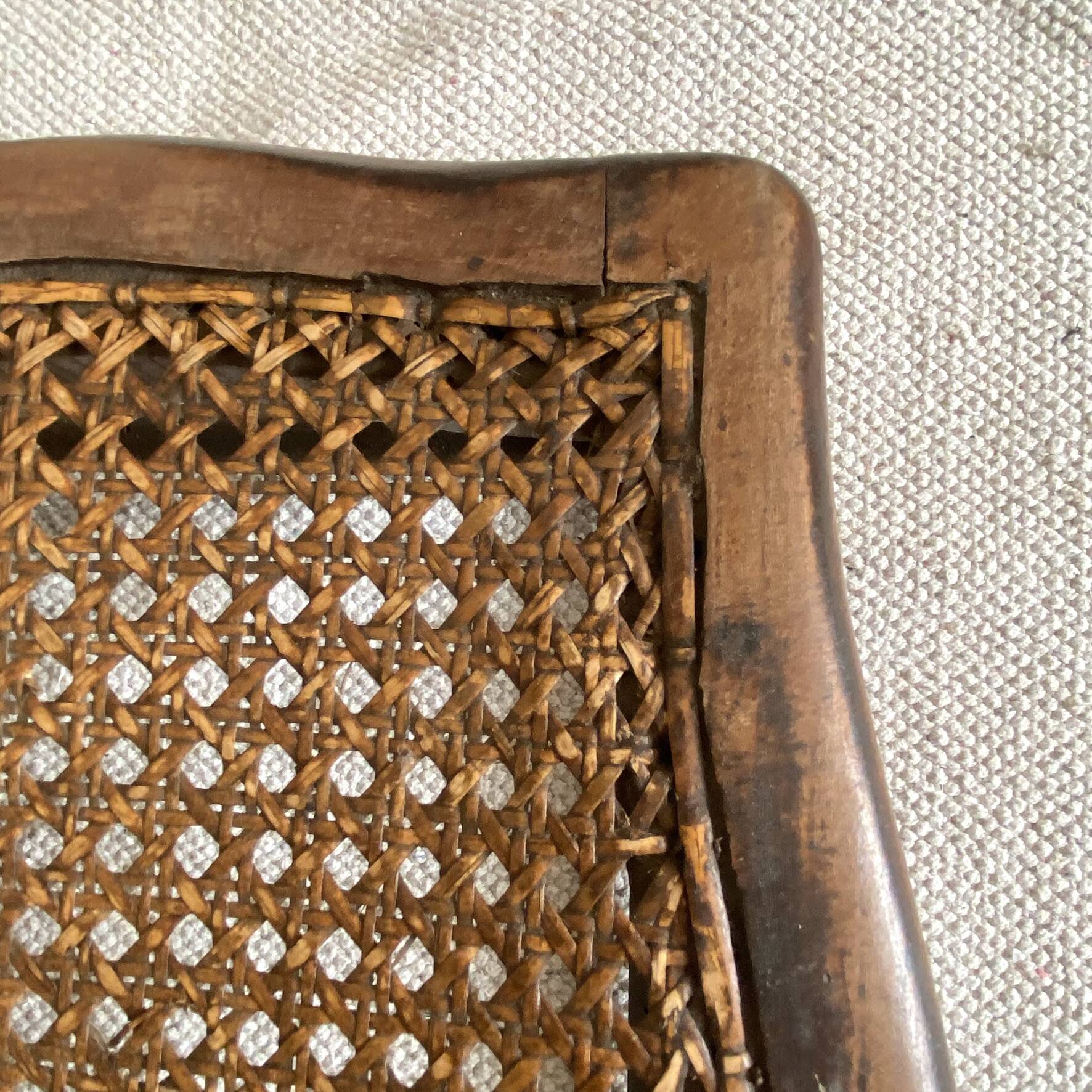 Low wooden stool with caning H 12 cm