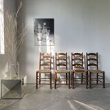 Rustic handcrafted oak chairs 1900