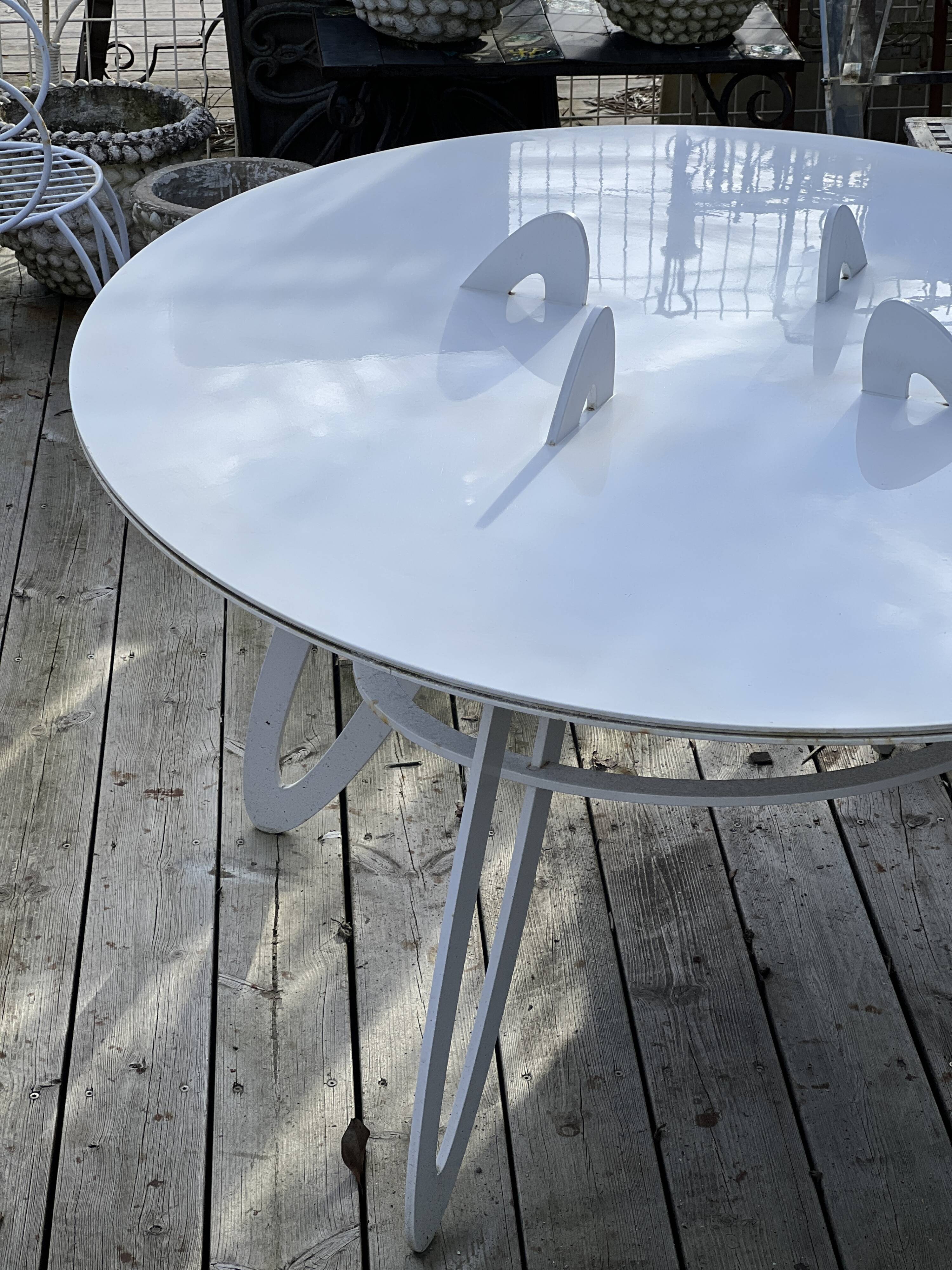 White metal table