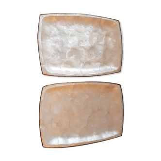 Lot of 2 small mother-of-pearl trays
