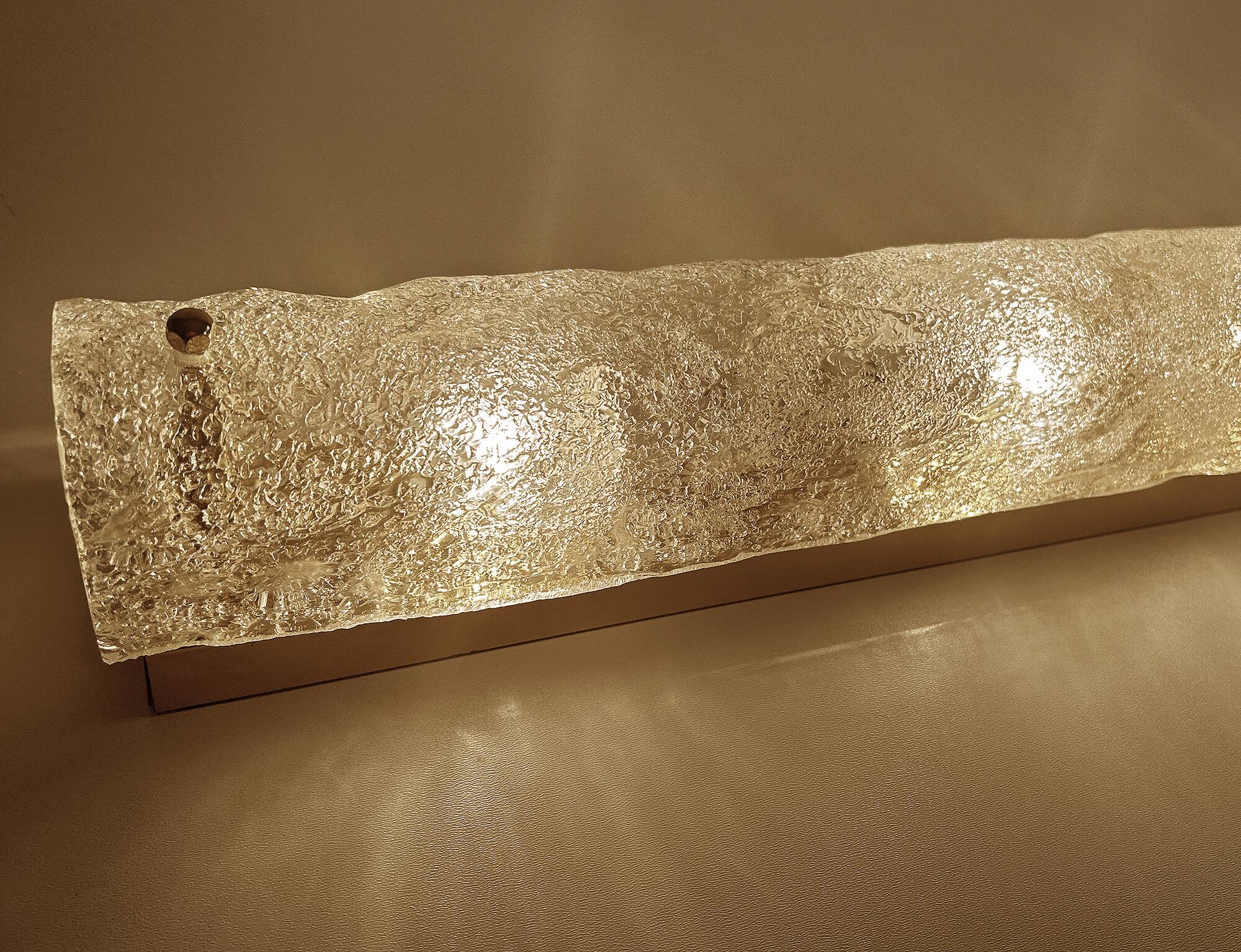Large Vintage Murano Glass Brass Wall Lamp