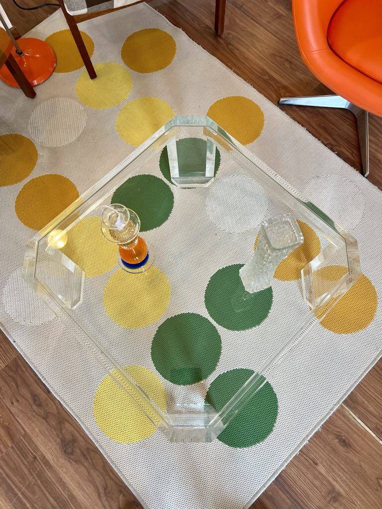 Marc Micoud Plexiglas and glass coffee table