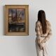 Italian painting signed harbor view with boats from 20th century